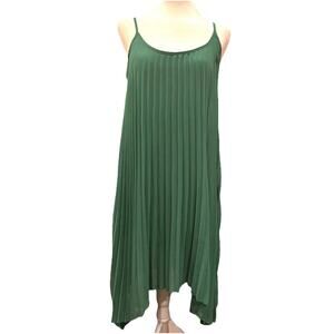 American Rags Swing Dress Small Green Pleated Wedding Guest Bachelorette Party